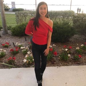 Off one shoulder blouse Red